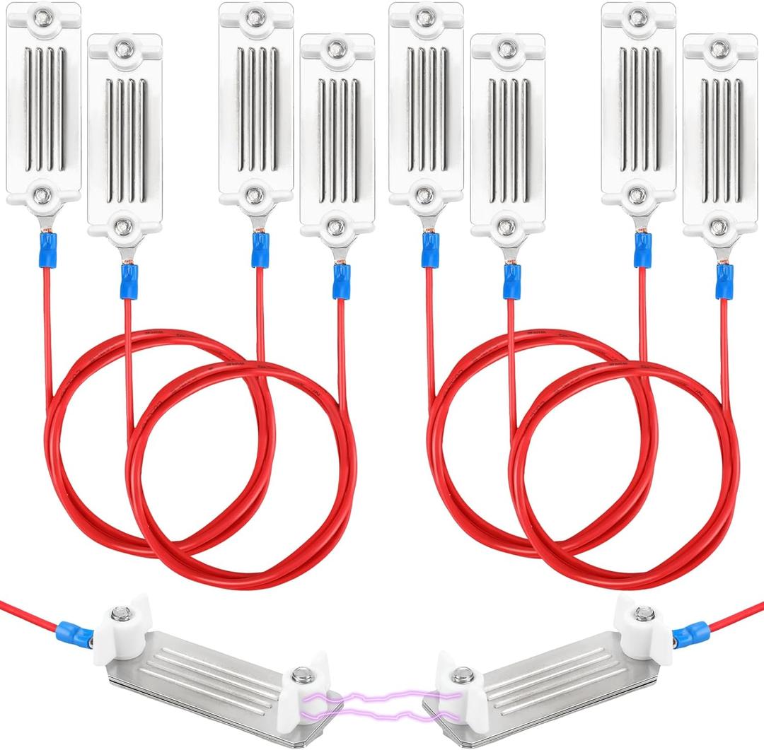 Kanayu 4 Pcs Lectric Fence Tape Connector Polytape to Polytape Connector 40mm Electric Tape for Electric Fence Connection with 90 cm Wire for 1/2" to 1-1/2" Width Polytape(2 Pieces Tape)