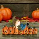 Shellwei Scarecrow Thanksgiving Decor Gift Fall Pumpkin Welcome Figurines Resin Table Decor Fall Tiered Tray Decorations for Halloween Thanksgiving Indoor Outdoor Decorations