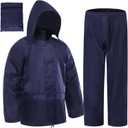 RainRider Rain Jacket Pants Suits for Men Women Waterproof Lightweight Rain Gear Workwear (Medium, Navy)