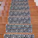 Beverly Rug Soft Rug Stair Treads Circles Design, 14 Pack, Navy, 9" x 28" Tape Included