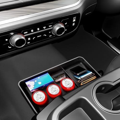 DAZANZAN Center Console Hanging Organizer Tray for Chevy Silverado/Sierra 1500(2019-2026) & Silverado/Sierra 2500HD 3500HD(2020-2026) Accessories(Split-Bench Folding Seat Only) Black