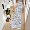 Washable Carpet Runners for Hallway 14ft-Non Slip Floor Runners for Dogs, Abstract Hallway Runner Rug with Silicone Backing, Stain Resistant Rug for Indoor High Traffic,2.6x14,Gray