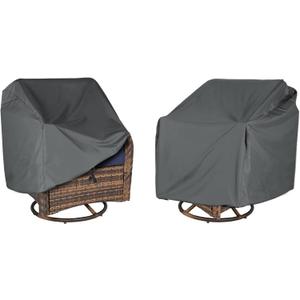 Patio Chair Covers, Waterproof Outdoor Chair Covers for Swivel Patio Chairs 2 Pack, Heavy Duty 600D Patio Furniture Covers, UV & Fade Resistant Weatherproof Outdoor Furniture Protector,Grey (37.5" L X 39.25" W X 38.5" H)