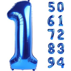 40 Inch Navy Blue 1 Balloon for First Birthday, Blue One 1st Number Balloon Birthday Decorations for Boy Man Toddler Baby, 10th 21st, Giant Number 1 Balloon