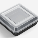 P&P CHEF Square Baking Cake Pan with Lid, Stainless Steel Lasagna Brownie Pan and Plastic Cover for Picnic Wedding Birthday, Healthy & Sturdy, Oven & Dishwasher Safe,8 x 8 x 2 Inch