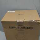 QCen Electric Citrus Juicer Squeezer, Electric Juicer for Orange, Lemon and Limes with Rubber Handle and Two Size Cones, Anti-Drip Spout, Easy to Clean and Use, BPA Free, Black/Stainless Steel (Silver)