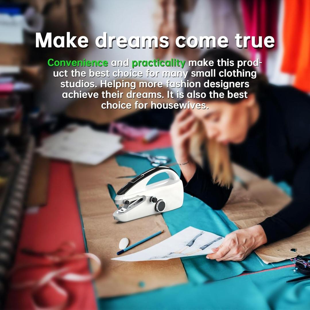 Handheld Sewing Machine, Easy to Use, Electric Sewing Machine, Fast Sewing Speed, Easy Sewing of Clothes and Fabrics, Suitable for Beginners DIY (Pearl White)