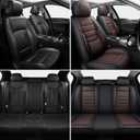 MINGBRON Car Seat Covers Full Set, Brown Car Seat Cover Lumbar Support, Car Seat Protector Waterproof, Nappa Leather Car Seat Cushion, Front Seats and Back Fit for Most Cars