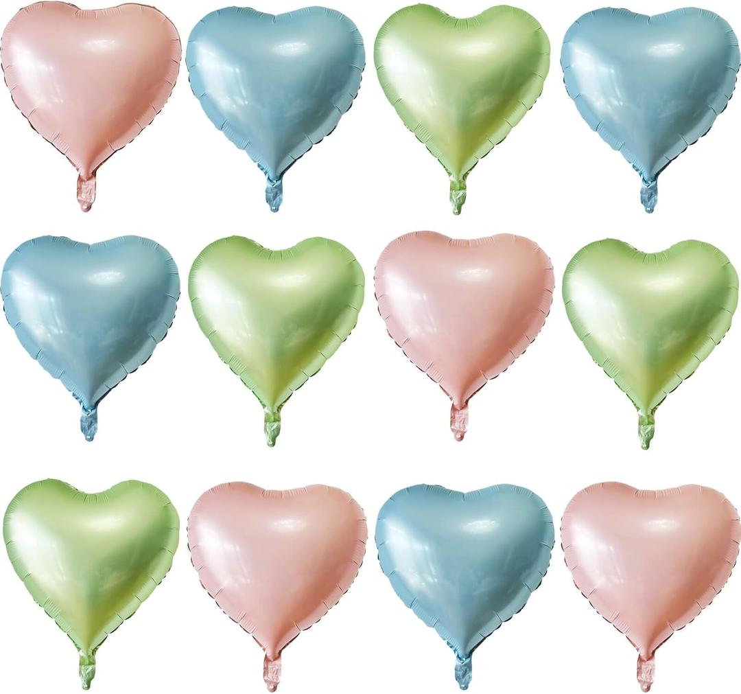 4 x Pink Heart Shaped balloons Pack of 12,18 Inch Love Valentine Balloons Heart Romantic Balloons For Valentines Day Propose Marriage Wedding Bridal Shower Engagement Party Decorations (12 Baby Pink Blue Olive)