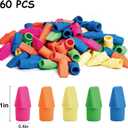 3 x Cap Erasers for Pencils Pulk - Pencil Top Erasers Cap Erasers Toppers for Latex Free Assorted Colors School Supplies for Teachers Sudents Classroom Home and Office (60)