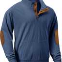 JMIERR Mens Warm Corduroy Sweatshirt Casual Stand Collar Quarter Fall Metal Button Pullover Sweaters Long Sleeve with Pockets (Small, Teal Blue)