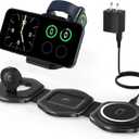 3 in 1 Wireless Charging Station for Apple MagSafe Charger, Foldable Magnetic Travel Charger for Multiple Devices iPhone 16 15 14 13 12 Series Apple Watch AirPods Pro Black