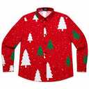 JOGAL Mens Christmas Shirts Santa Claus Party Long Sleeve Button Down Shirts RedTree X-Large