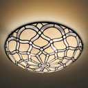 ARTZONE Tiffany Ceiling Lights, Stained Glass Ceiling Light 3-Lights 16 Inch Tiffany Flush Mount Ceiling Light for Bedroom Dining Living Room Entryway Foyer