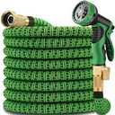 50 ft Expandable Garden Hose with 10 Patterns Nozzle,No Kink, Flexible Expanding Water Hoses with 3/4" Solid Fittings and 6-Layer Latex Core - Garden Hoses