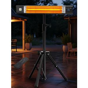 Uthfy Outdoor Electric Heater, 1500W Waterproof Patio Heater with Tripod Stand, Remote, 24 H Timer, Indoor Safety Wall Mounted Infrared Heater for Garage, Yard, Deck, Bedroom, Restaurant