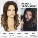Mens Brown Wig Long Curly Wavy Hair Wigs Natural Look Heat Resistant Synthetic Retro Male Wigs for Daily Party Costume Cospaly Halloween Wig or FunOmbre Light Brown