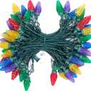 C9 Christmas String Lights, 50 LED 33FT Extendable Outdoor Christmas Roofline Lights for Outdoor Patio Decor, Green Wire (Color)