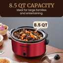 Elite Gourmet MST-900RXT Electric Ceramic XL Jumbo Slow Cooker, Adjustable Temp, Entrees, Sauces, Stews & Dips, Dishwasher Safe Glass Lid & Crock, 8.5Qt, Metallic Red, 8.5 Quarts