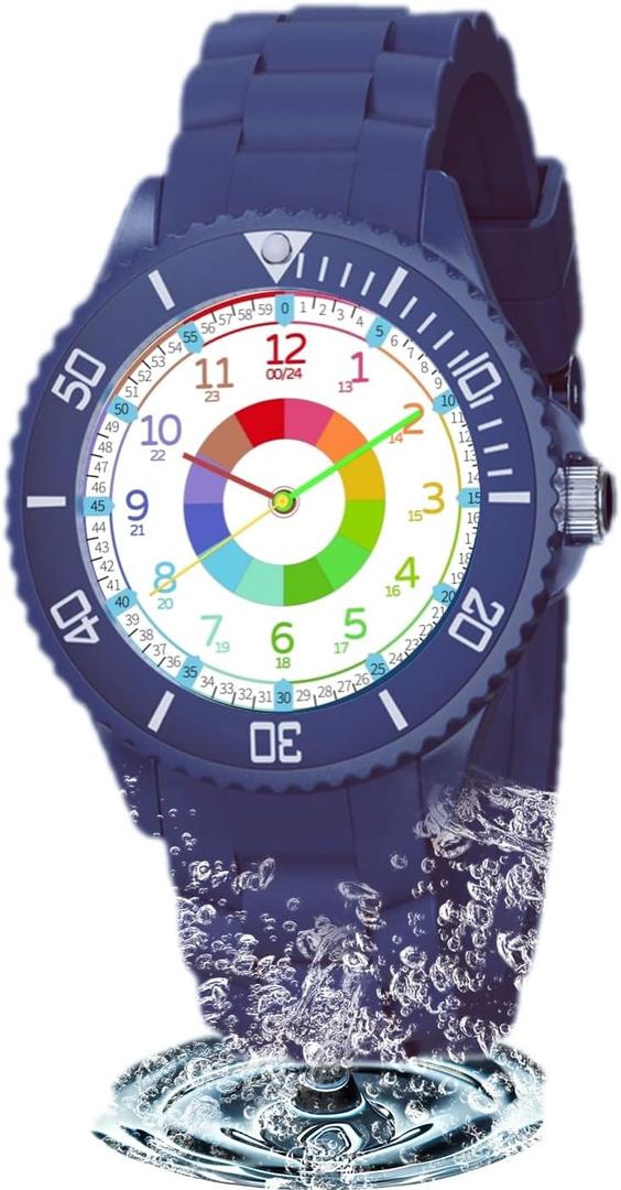 Kids Watch Analog for Boys Girls, Childrens Waterproof Soft Strap Kids Time Teaching Quartz Wristwatch for Ages 5-15.