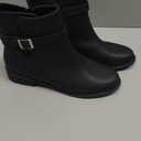Athlefit Women's Ankle Boots Chunky Low Heel Fashion Round Toe Side Zipper Buckle Booties, 11