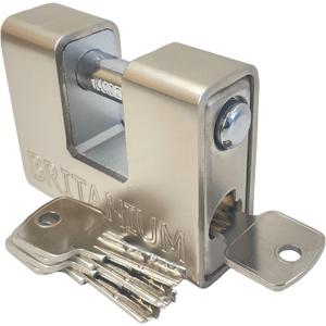 Britanium BRP/74 [Armoured] Shipping Container Padlock - [Anti Drill Cylinder] - Heavy Duty Lock for Storage Unit, Motorbike, Shed & Garage Silver