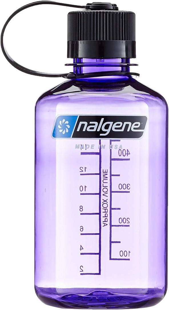 Nalgene Tritan Narrow Mouth BPA-Free Water Bottle (16oz) (Purple w/ Black Cap)