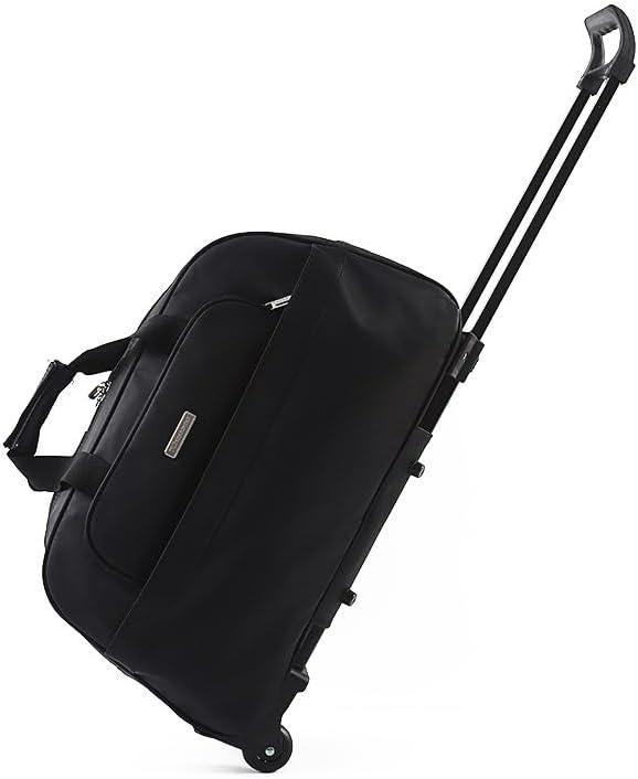 Small Wheeled Duffel Bag, Large Capacity Rolling Travel Luggage, Black Waterproof Suitcase With Retractable Handle