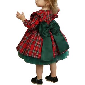 CIYCUIT Toddler Girl Christmas Dress Baby Plaid Dress with Bow Holiday Outfit (6-12 Months, A1 Red Green)