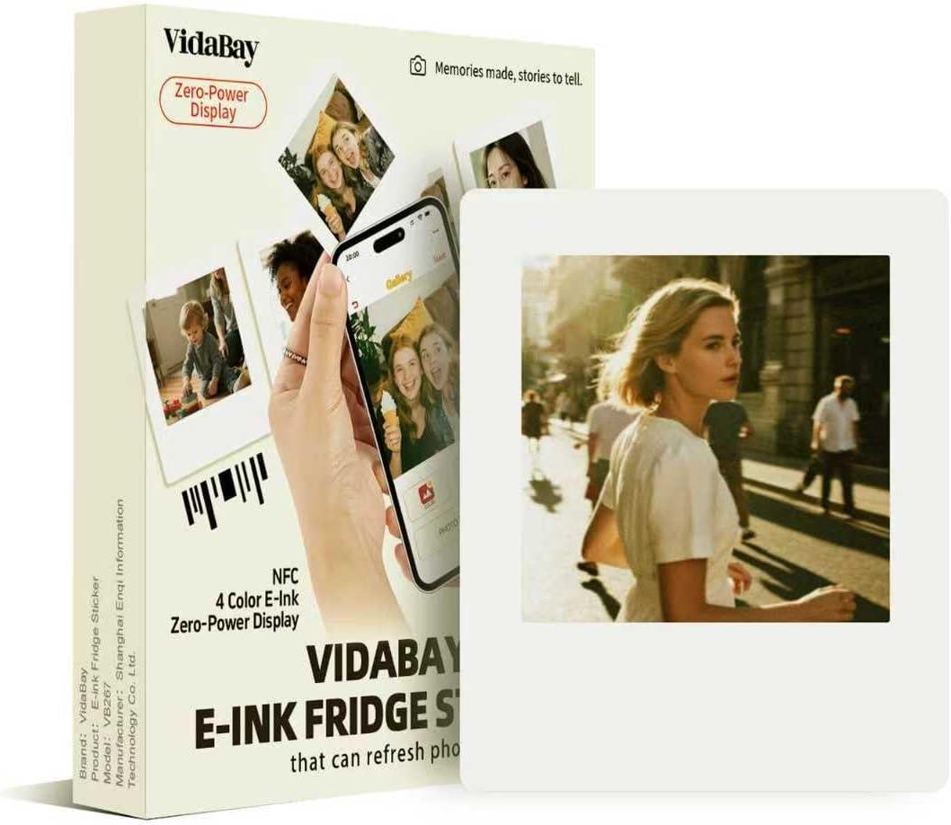 NFC-Enabled E-Ink Digital Photo Frame with Magnetic Back, Instant Photo Style Display, Wireless Smart Picture Frame for Fridge, Phone-Controlled Acrylic Memo Board for Part Travel Home & Gifts