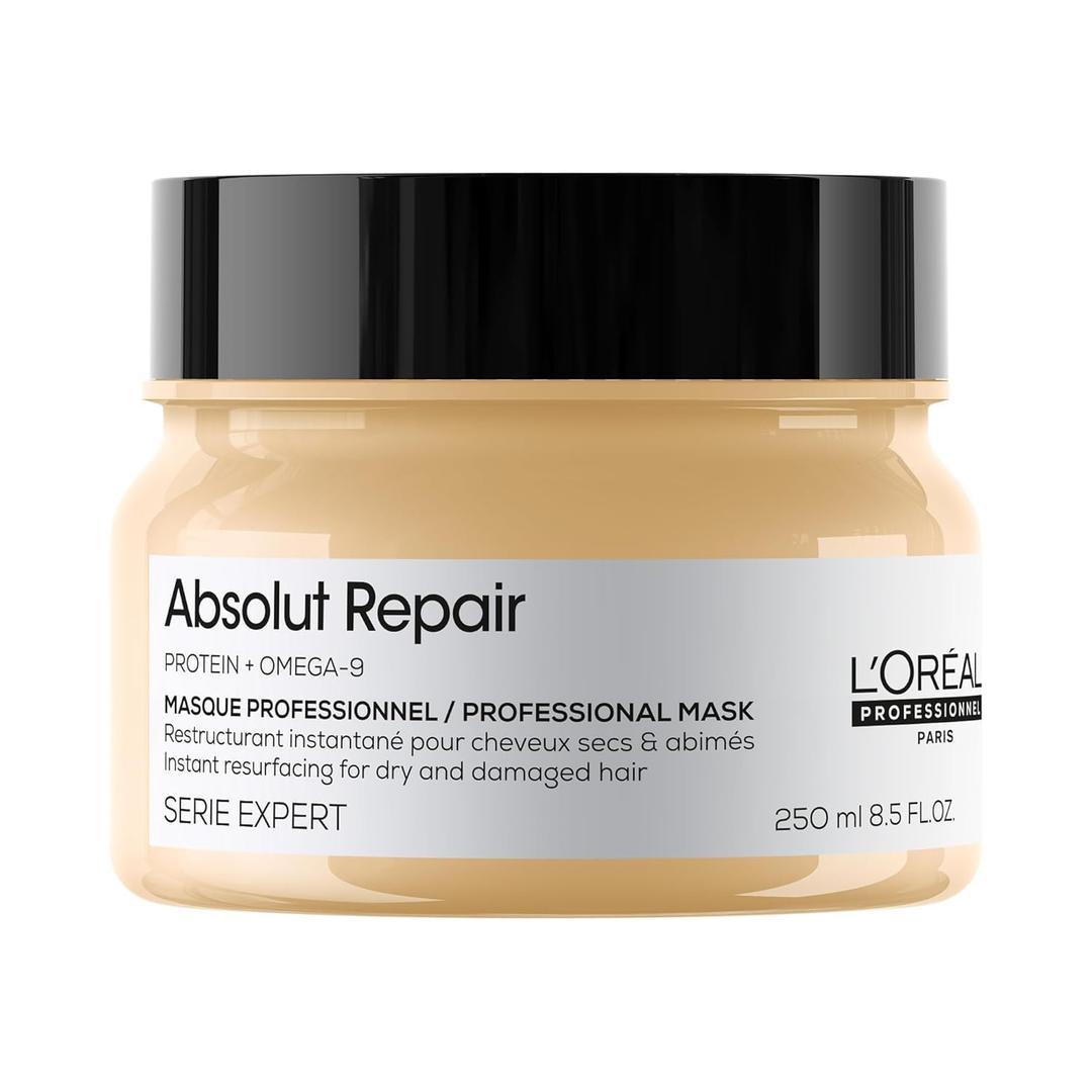 L'Oral Professionnel Paris Absolut Repair Hair Mask - Hydrates, Repairs Damage & Adds Shine, Nourishing Protein Treatment, For Dry & Damaged Hair