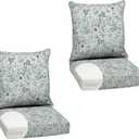 Arden Outdoor Foam Deep Seat Cushion Set (2-Pack), 24x24, Premium High-Density Foam, Never Flattens, Weather-Proof for Patio Chair Sofa Couch, Pistachio Botanical