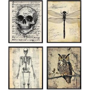 Locomiss Vintage Cottagecore Wall Art Decor, Whimsical Cottage Core Gothic Vintage Woodland Wall Decor Posters Print For Room Home Bedroom Bathroom, Set of 4 (8x10 Unframed)