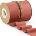 Rust Red Velvet Ribbon, 1-1/2 inch Wide Handmade Fabric Ribbons for Christmas Decor, Flower Bouquet, Wedding Decoration, Baby Shower, 2 Rolls
