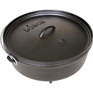 Lodge 6 Quart Pre-Seasoned Cast Iron Camp Dutch Oven with Lid - Dual Handles - Use in the Oven, on the Stove, on the Grill or over the Campfire - Black