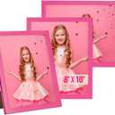 TWING 8x10 Picture Frames Pink 3 Pack,Tabletop 8x10 Pink Frame with Mat for Gallery Wall Decor, Hanging Family Frame Horizontal/Vertical Display for Mother's Day/Birthday Day