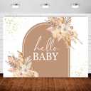InMemory Boho Baby Shower Backdrop Decorations for Girl Pampas Floral Arch Hello Oh Baby Backdrops Banner Sign Photography Background for Girls Bohemian Baby Shower Party Decor Photo Booth Prop 10x7ft