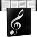 Sheet Music Folder, 8.5 11 Music Binder, 4 Page Expand, 52 Pages Capacity, Writable Choir Folder, Black