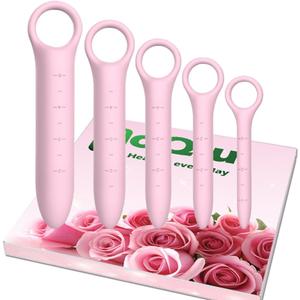 Silicone Dilators for Pelvic Floor for Women with Fine Scales, 5-Pack Pink with Storage Bag, Pelvic Wand Massager, Pelvic Floor Muscle Trainer, Pelvic Floor Strengthening Device