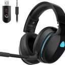 Gtheos 2.4GHz Wireless Gaming Headphones for PS5, PS4 Fortnite & Call of Duty/FPS Gamers, PC, Nintendo Switch, Bluetooth 5.3 Gaming Headset with Noise Canceling Mic, Stereo Sound, 40+Hr Battery - Black