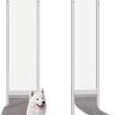 Dog Door for Sliding Glass Doors, Adjustable Height 76 1/8"-80 7/8" Aluminum Frame Tempered Sliding Door Dog Doors Insert with Lock, 10" x 15" Flap Size for Large Dogs