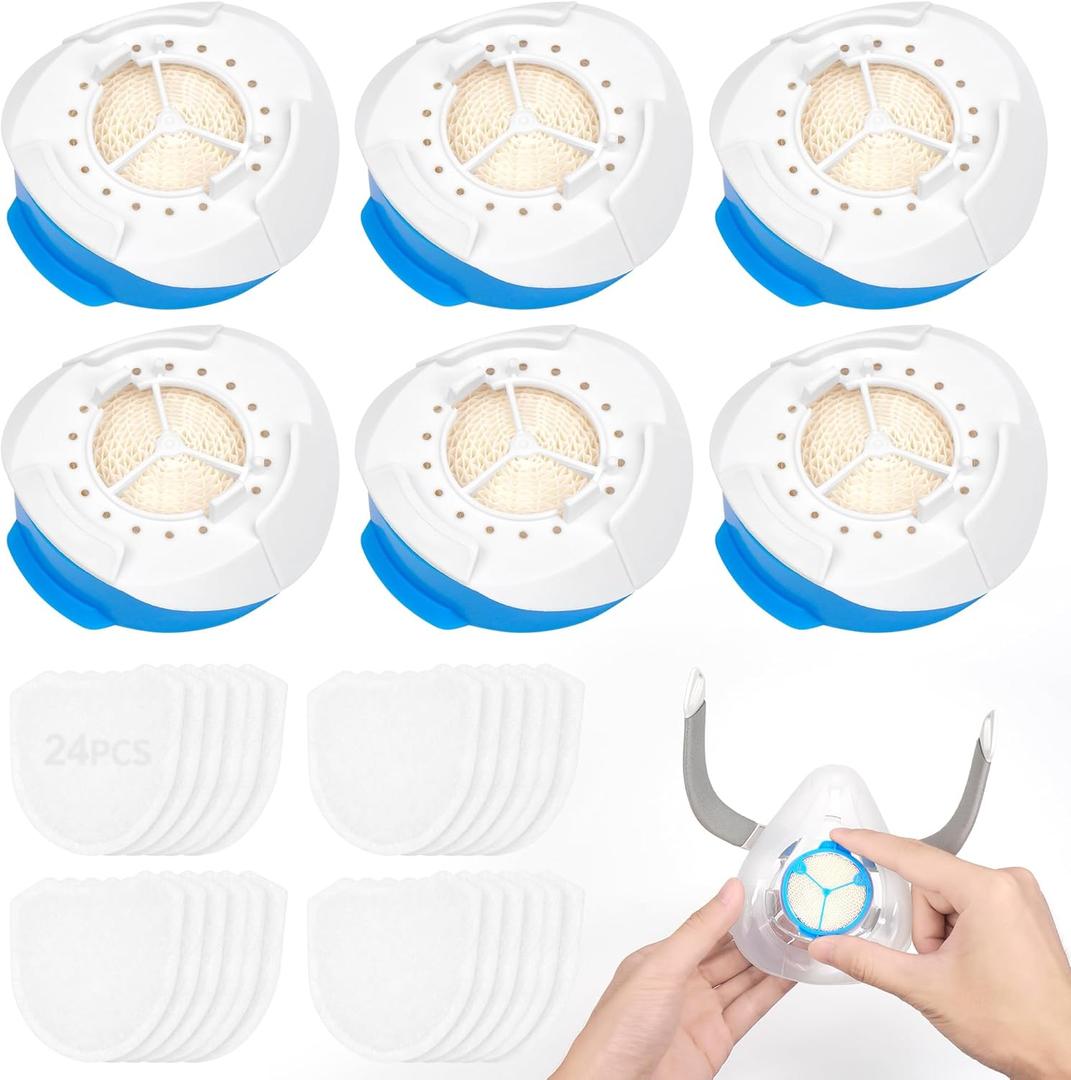 6PCs F20 Humidifier & 24 PCs Airmini Filters Combo, Waterless F20 HME for Airfit F20 & Airtouch F20, Increased Moisture Level for Better Dryness Relief, ItAll Supplies for CPAP Users - Individual Pack