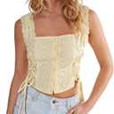 Nasty Gal Women's Soft Corset Broderie Lace Up Side Top (Yellow)