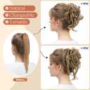 SARLA 2PCS Brown Messy Bun Hair Pieces for Women Wavy Curly Synthetic Hairpieces for Updos with Tendrils Fake Scrunchies Ponytail Extension Coffee Brown