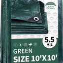 RAINDEWAY Tarps 10x10 Feet,Tarp Waterproof,5.5 Mil Thick, Multipurpose Waterproof Poly Tarp Cover with Metal Grommets and Reinforced Edges,Green Tarps (10'10'-Finished Size)