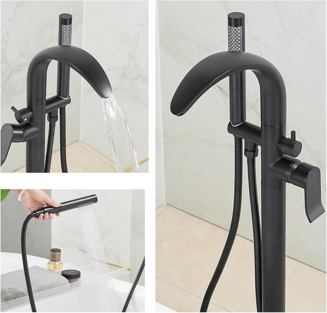 Free Standing Stand Alone Tub Filler, Freestanding Black Bathtub Filler