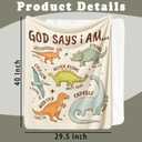 SPBL&L Christian Dinosaur Kids Blanket, God Say I Am Bible Verse Inspirational Dino Throw Blanket Gifts for Kids Boys Nursery Room Bedroom Couch Bed Decor, Dinosaur Room Decor for Boys,29.5x40Inch