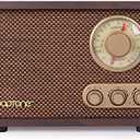 LoopTone FM AM Radio Retro Wood Radio with Bluetooth Play Mp3 and Antenna Built in Speaker for Kitchen Living Room Coffee