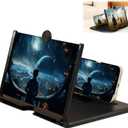 Screen Magnifier Version, 2026 New 3D HD Foldable Amplifier Phone Stand with Adjustable Angle Gift for Mom Dad Family Portable Universal Enlarger Movies Gaming Video(Black, 12 inch)