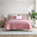 Nautica - King Quilt Set, Soft & Reversible Cotton Bedding with a Smooth Finish, 3 Piece Coastal Bed Set with Matching Pillowcases (Seashore Stitch Pink)